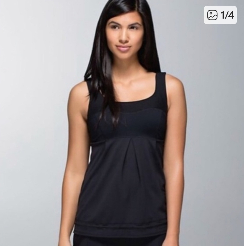 Lululemon Drawstring Waist/ Built In Bra Tank Top Size S Yoga/ Work Out
